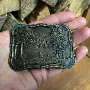 vintage collectible souvenir Great Northwest belt buckle Indiana Metal Craft PNW